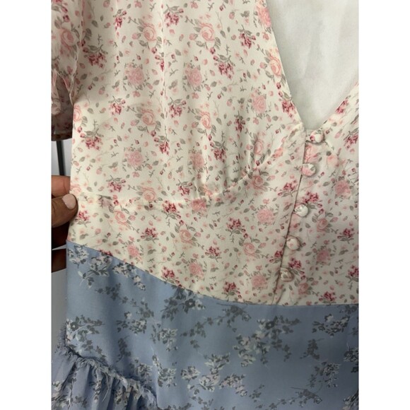 Shabby‎ Chic Floral Dress Medium Pink Blue LoveShackFancy Style Peasant Cottage - Picture 9 of 15